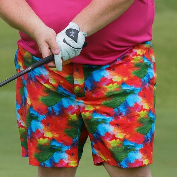 Hreski Colorful Paint Splatters Golf Shorts Men's 44 Multicolor 184 - Picture 3 of 7